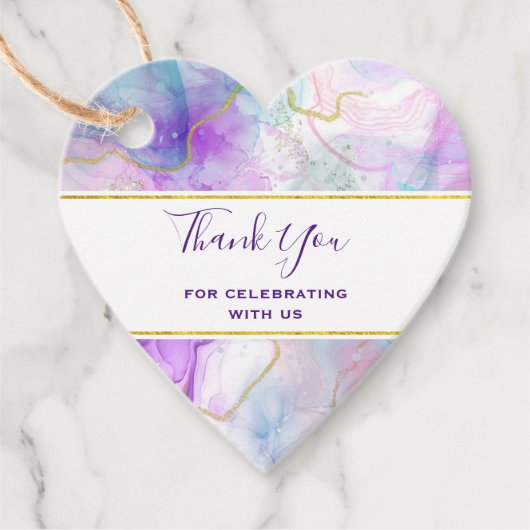 Étiquettes Cadeau Couleurs violettes, vertes, roses, élégantes (Devant)