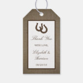Étiquettes-cadeau Country Rustic Horseshoe Sur Burlap Mariage (Devant)