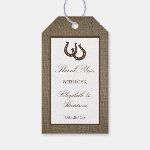 Étiquettes-cadeau Country Rustic Horseshoe Sur Burlap Mariage