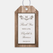 Étiquettes-cadeau Country Rustic Monogram Branche & Mariage bois (Devant)