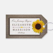 Étiquettes-cadeau Country Rustic Tournesol & Mariage Burlap (Devant (Horizontal))