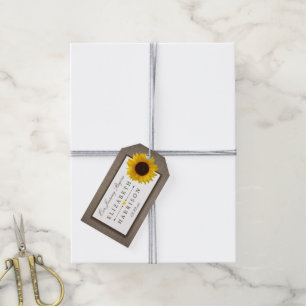Étiquettes-cadeau Country Rustic Tournesol & Mariage Burlap