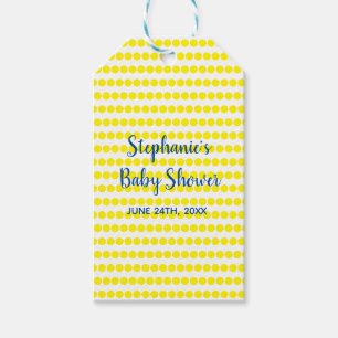 Étiquettes-cadeau Coupe de Baby shower blanc bleu Pois jaune 2021