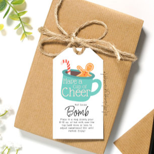 Étiquettes-cadeau Coupe de la bombe de cacao chaud Cheer