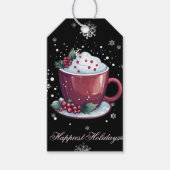 Étiquettes-cadeau Coupe de Noël de chocolat chaud (Devant)