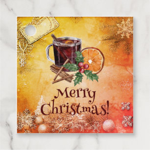 Étiquettes Cadeau Coupe de Noël Orange Holly Berry Cinnamon Salutati