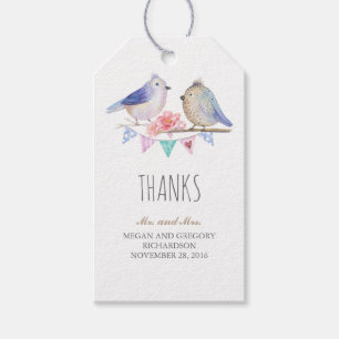 Étiquettes-cadeau couple d'oiseaux bois mignon