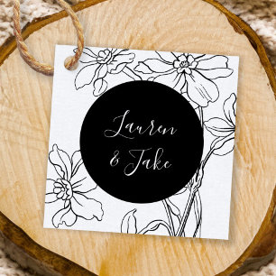 Étiquettes Cadeau Couple Names Modern Floral Wedding Favor Tags