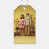 Étiquettes-cadeau Couple rétro en jaune (Devant)