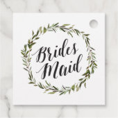 Étiquettes Cadeau Courbe d'aquarelle verte feuillue | Script Bridesm (Dos)