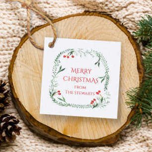 Étiquettes Cadeau Courbe rouge et verte Joyeux cadeau de Noël