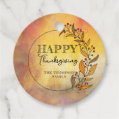 Étiquettes Cadeau Couronne d'action de grâces d'or des Feuilles et d (Devant)