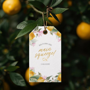 Étiquettes-cadeau Couronne de Citron "Main Squeeze" pour une Baby Sh