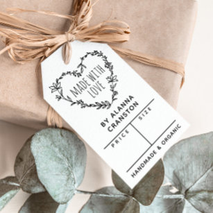 Étiquettes-cadeau Couronne De Coeur Florale Fabriquée Avec Prix D'Am