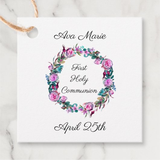 Étiquettes Cadeau Couronne de communion (Devant)