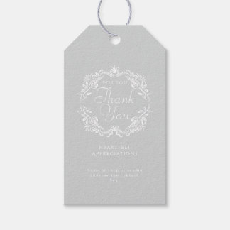 Étiquettes-cadeau Couronne de feuillage élégante romantique gris cla