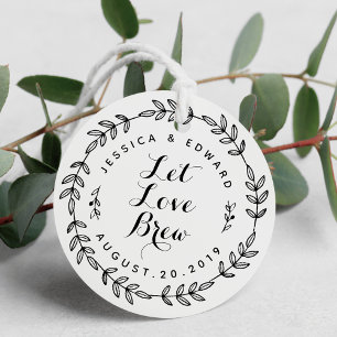 Étiquettes Cadeau Couronne de feuillage « Laissez l'amour fermenter