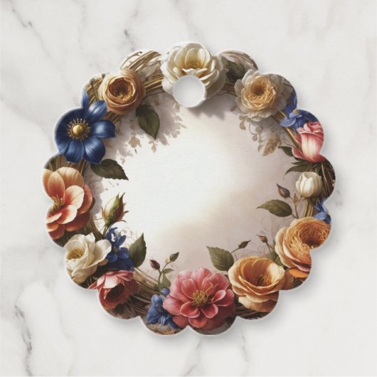 Étiquettes Cadeau Couronne de fleurs (Devant)