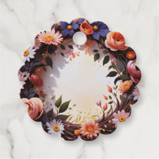 Étiquettes Cadeau Couronne de fleurs
