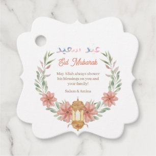 Étiquettes Cadeau Couronne de fleurs de calligraphie aquarelle Eid M