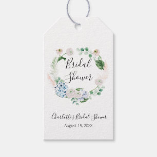 Étiquettes-cadeau Couronne de fleurs d'hortensia aquarelle pour la f