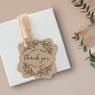Étiquettes Cadeau Couronne de fleurs mariage remerciement