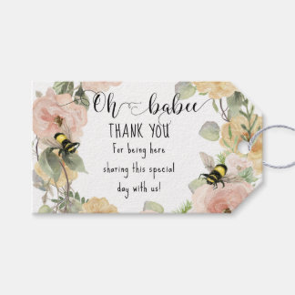 Étiquettes-cadeau Couronne de fleurs Oh bébé douche Abeille remercie