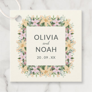 Étiquettes Cadeau Couronne de fleurs romantique mariage