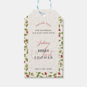 Étiquettes-cadeau Couronne de fleurs sauvages de fraises douces roug