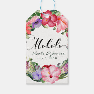 Étiquettes-cadeau Couronne de fleurs tropicales Aloha pour mariage e
