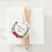 Étiquettes Cadeau Couronne de mariage avec poinsettia rouge (En situation)