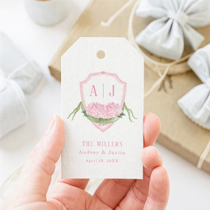 Étiquettes-cadeau Couronne de mariage personnalisée avec hortensia r