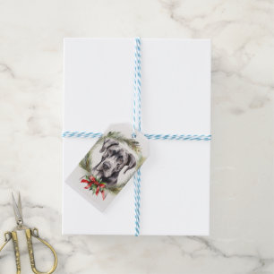Étiquettes-cadeau Couronne de Noël Grand Danois Chien de fête