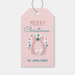 Étiquettes-cadeau Couronne de Noël Llama Famille Patron