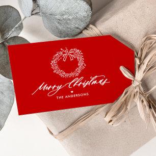 Étiquettes-cadeau Couronne de Noël minimaliste personnalisée