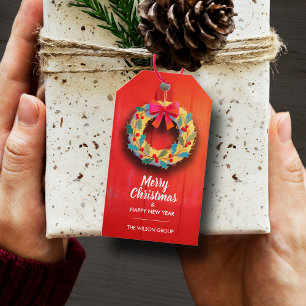 Étiquettes-cadeau Couronne de Noël moderne