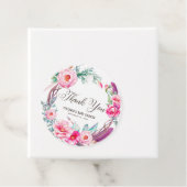 Étiquettes Cadeau Couronne de pivoines roses aquarelles Boho Merci (En situation)