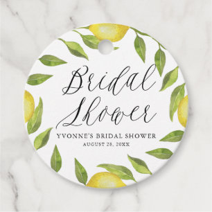 Étiquettes Cadeau Couronne de verdure de citron à l'aquarelle Shower