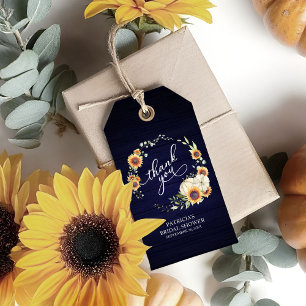 Étiquettes-cadeau Couronne de verdure Tournesols Fête de mariage aut