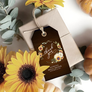 Étiquettes-cadeau Couronne de verdure Tournesols Fête de mariage aut
