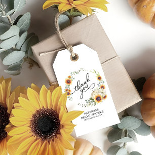 Étiquettes-cadeau Couronne de verdure Tournesols Fête de mariage aut