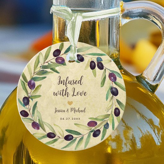 Étiquettes Cadeau Couronne d'huile d'olive infusée d'amour Mariage r