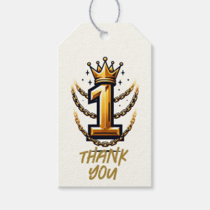 Étiquettes-cadeau Couronne en or chaîne goutte 1 #1 1er anniversaire