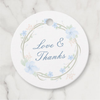 Étiquettes Cadeau Couronne florale bleue ronde