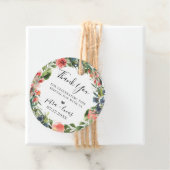 Étiquettes Cadeau Couronne florale botanique Corail Navy (En situation)