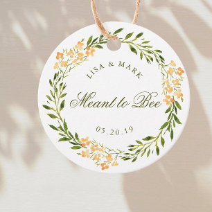Étiquettes Cadeau Couronne florale orange destinée au mariage abeill
