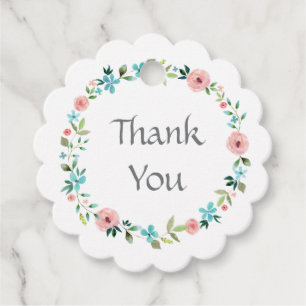 Étiquettes Cadeau Couronne florale rose bleue de printemps Mariage R