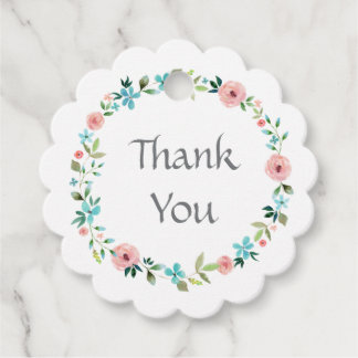 Étiquettes Cadeau Couronne florale rose bleue de printemps Mariage R