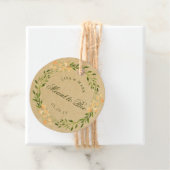 Étiquettes Cadeau Couronne florale signifie être Mariage Kraft ronde (En situation)