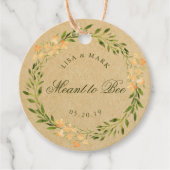 Étiquettes Cadeau Couronne florale signifie être Mariage Kraft ronde (Devant)